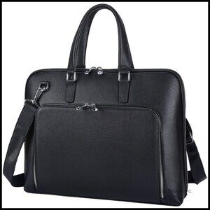 Leather Slim Briefcase Professional Business Messenger Crossbody Bag Large